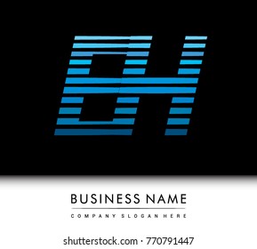initial letter logo EH colored blue with striped compotition, Vector logo design template elements for your business or company identity
