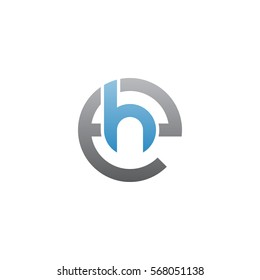 initial letter logo eh, he, h inside e rounded lowercase blue gray