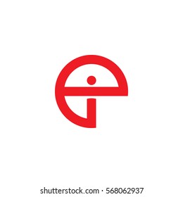 initial letter logo ei, ie, i inside e rounded lowercase red flat