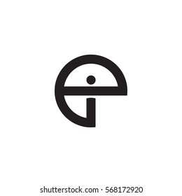 initial letter logo ei, ie, i inside e rounded lowercase black monogram