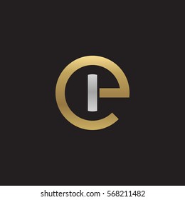 initial letter logo ei, ie, i inside e rounded lowercase logo gold silver