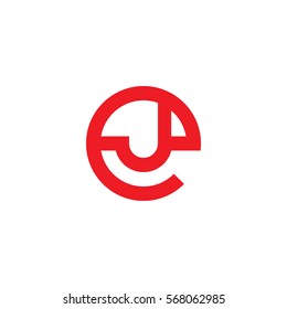 initial letter logo ej, je, j inside e rounded lowercase red flat