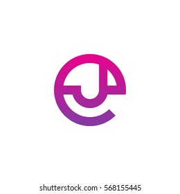 initial letter logo ej, je, j inside e rounded lowercase purple pink