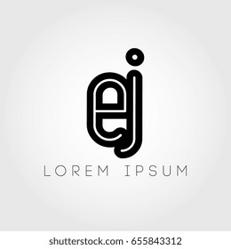 initial letter logo ej outline lowercase black logotype