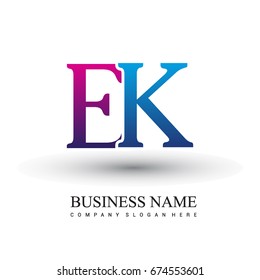 initial letter logo EK colored red and blue, Vector logo design template elements for your business or company identity