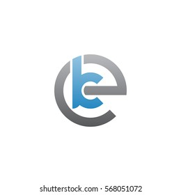 initial letter logo ek, ke, k inside e rounded lowercase blue gray