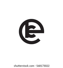 initial letter logo ek, ke, k inside e rounded lowercase black monogram