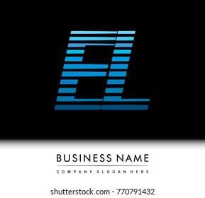 initial letter logo EL colored blue with striped compotition, Vector logo design template elements for your business or company identity
