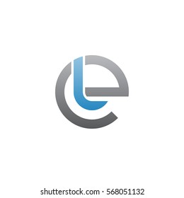 initial letter logo el, le, l inside e rounded lowercase blue gray