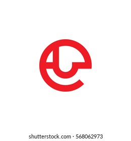 initial letter logo el, le, l inside e rounded lowercase red flat