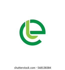 initial letter logo el, le, l inside e rounded lowercase green flat