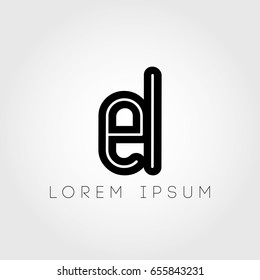 initial letter logo el outline lowercase black logotype