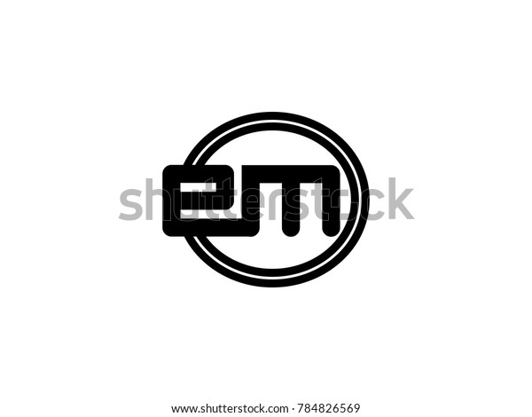 Initial Letter Logo Em Lowercase Black Stock Vector (Royalty Free