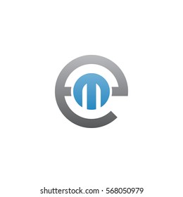 initial letter logo em, me, m inside e rounded lowercase blue gray