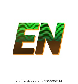 initial letter logo EN colored green and brown with striped composition, Vector logo design template elements for your business or company identity