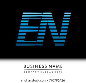 initial letter logo EN colored blue with striped compotition, Vector logo design template elements for your business or company identity
