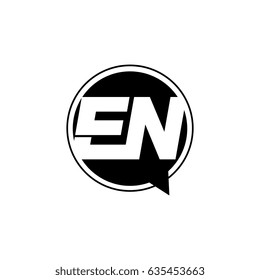 Initial letter logo en inside speech bubble black
