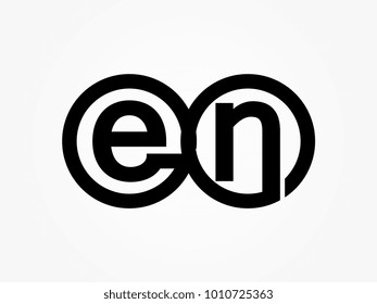 Initial letter logo en lowercase related in circles black