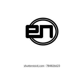 Initial letter logo en lowercase in a black oval circle