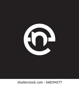 initial letter logo en, ne, n inside e rounded lowercase white black background