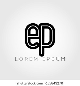 initial letter logo ep outline lowercase black logotype