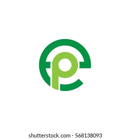 initial letter logo ep, pe, p inside e rounded lowercase green flat