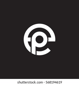 initial letter logo ep, pe, p inside e rounded lowercase white black background