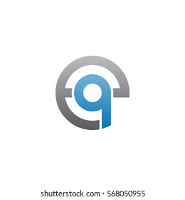 initial letter logo eq, qe, q inside e rounded lowercase blue gray