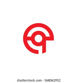 initial letter logo eq, qe, q inside e rounded lowercase red flat