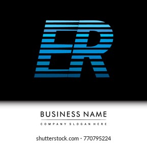 initial letter logo ER colored blue with striped compotition, Vector logo design template elements for your business or company identity
