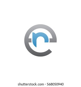 initial letter logo er, re, r inside e rounded lowercase blue gray