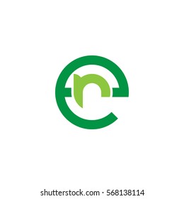 initial letter logo er, re, r inside e rounded lowercase green flat