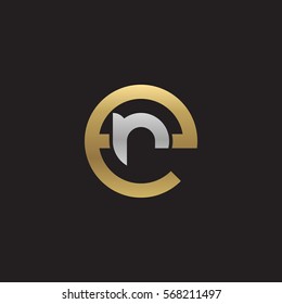 initial letter logo er, re, r inside e rounded lowercase logo gold silver