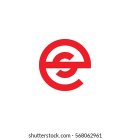 initial letter logo es, se, s inside e rounded lowercase red flat