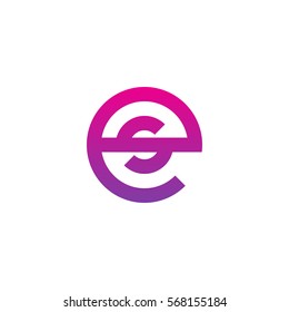 initial letter logo es, se, s inside e rounded lowercase purple pink