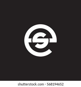 initial letter logo es, se, s inside e rounded lowercase white black background