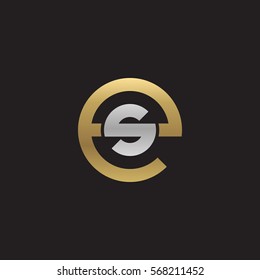 initial letter logo es, se, s inside e rounded lowercase logo gold silver