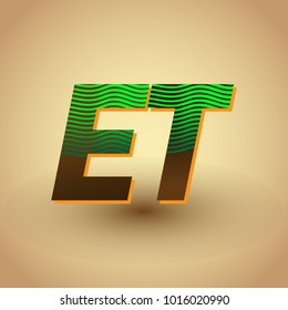 initial letter logo ET colored green and brown with striped composition, Vector logo design template elements for your business or company identity
