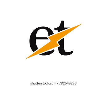 Initial letter logo et lowercase thunder vector design