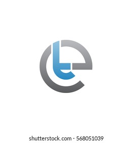 initial letter logo et, te, t inside e rounded lowercase blue gray