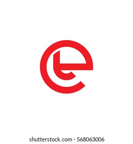 initial letter logo et, te, t inside e rounded lowercase red flat