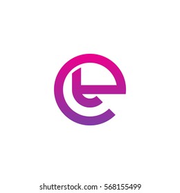 initial letter logo et, te, t inside e rounded lowercase purple pink