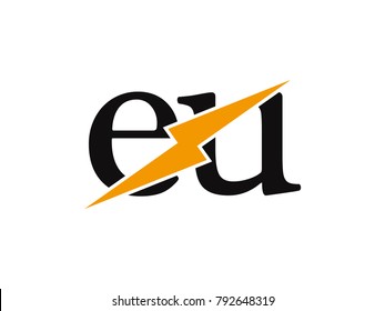 Initial letter logo eu lowercase thunder vector design