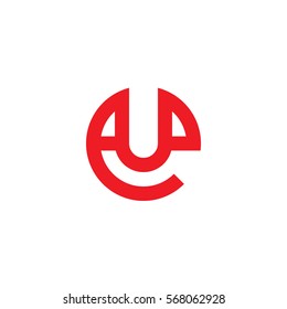 initial letter logo eu, ue, u inside e rounded lowercase red flat