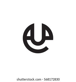 initial letter logo eu, ue, u inside e rounded lowercase black monogram