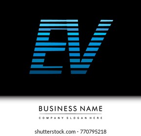 initial letter logo EV colored blue with striped compotition, Vector logo design template elements for your business or company identity
