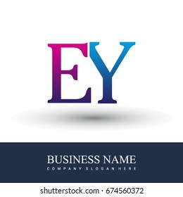 initial letter logo EY colored red and blue, Vector logo design template elements for your business or company identity