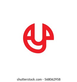 initial letter logo ey, ye, y inside e rounded lowercase red flat