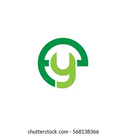 initial letter logo ey, ye, y inside e rounded lowercase green flat