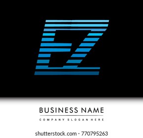 initial letter logo EZ colored blue with striped compotition, Vector logo design template elements for your business or company identity
